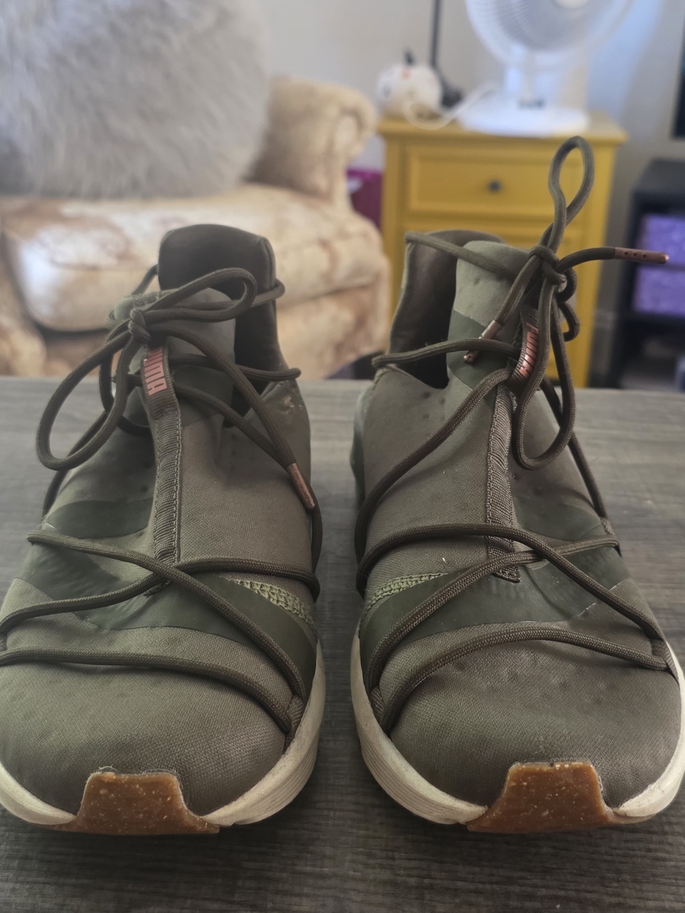 Puma Men's Olive Green Lace-Up Sneakers